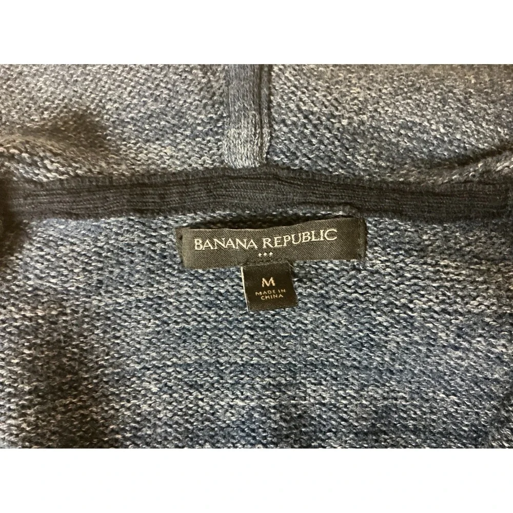 Banana Republic Mens Gray Knit Hoodie Pullover 1/4 Zip‎ Sweater Medium - Picture 3 of 4